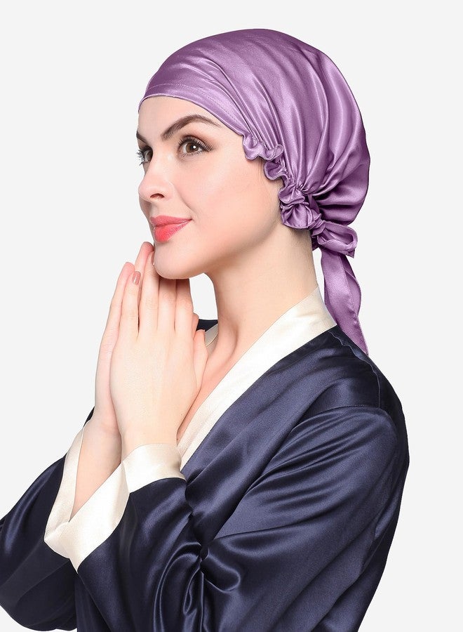 LilySilk Silk Bonnet for Sleeping Womens Sleep Cap 100% 19MM Mulberry Silk for Long Curly Hair Adjustable Stretchy Lavender - Image 5